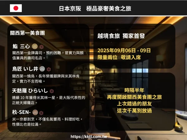日本京阪 極品豪奢美食之旅｜9月二人團